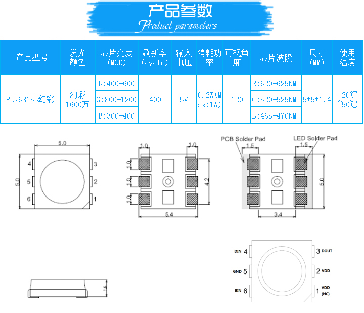 PLK6815B燈珠封裝尺寸